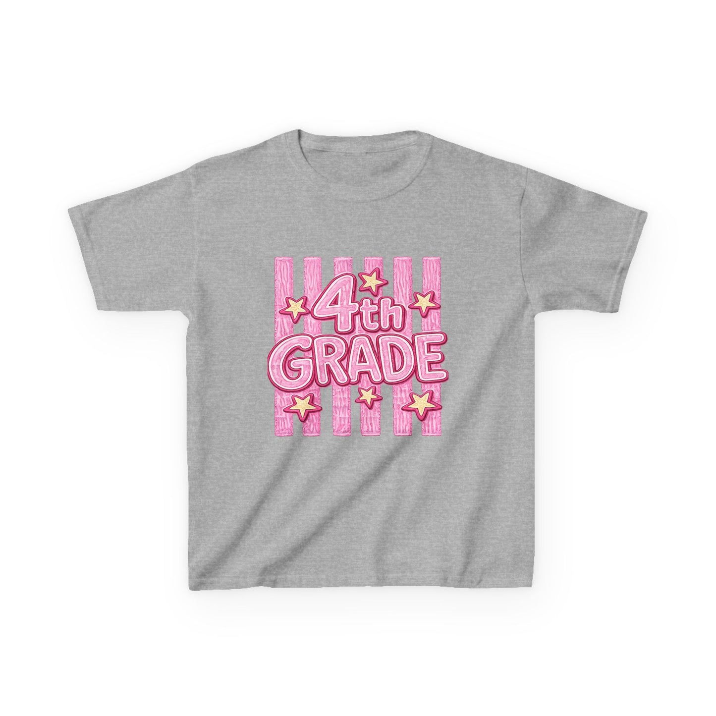 4th Grade Kids T‑Shirt — Pink Stars Back to School Tee