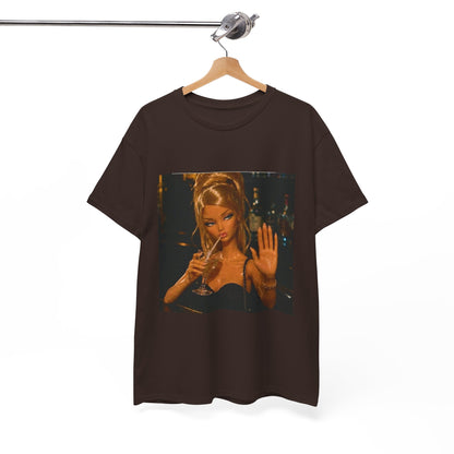 Doll Holding Drink Graphic Tee | Retro Bar Doll Illustration