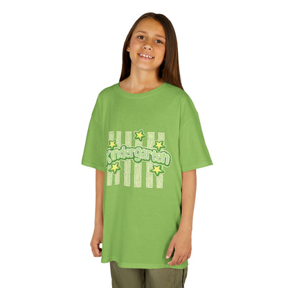 Kindergarten Stars Kids T‑Shirt — Cute Green Striped Back‑to‑School Tee