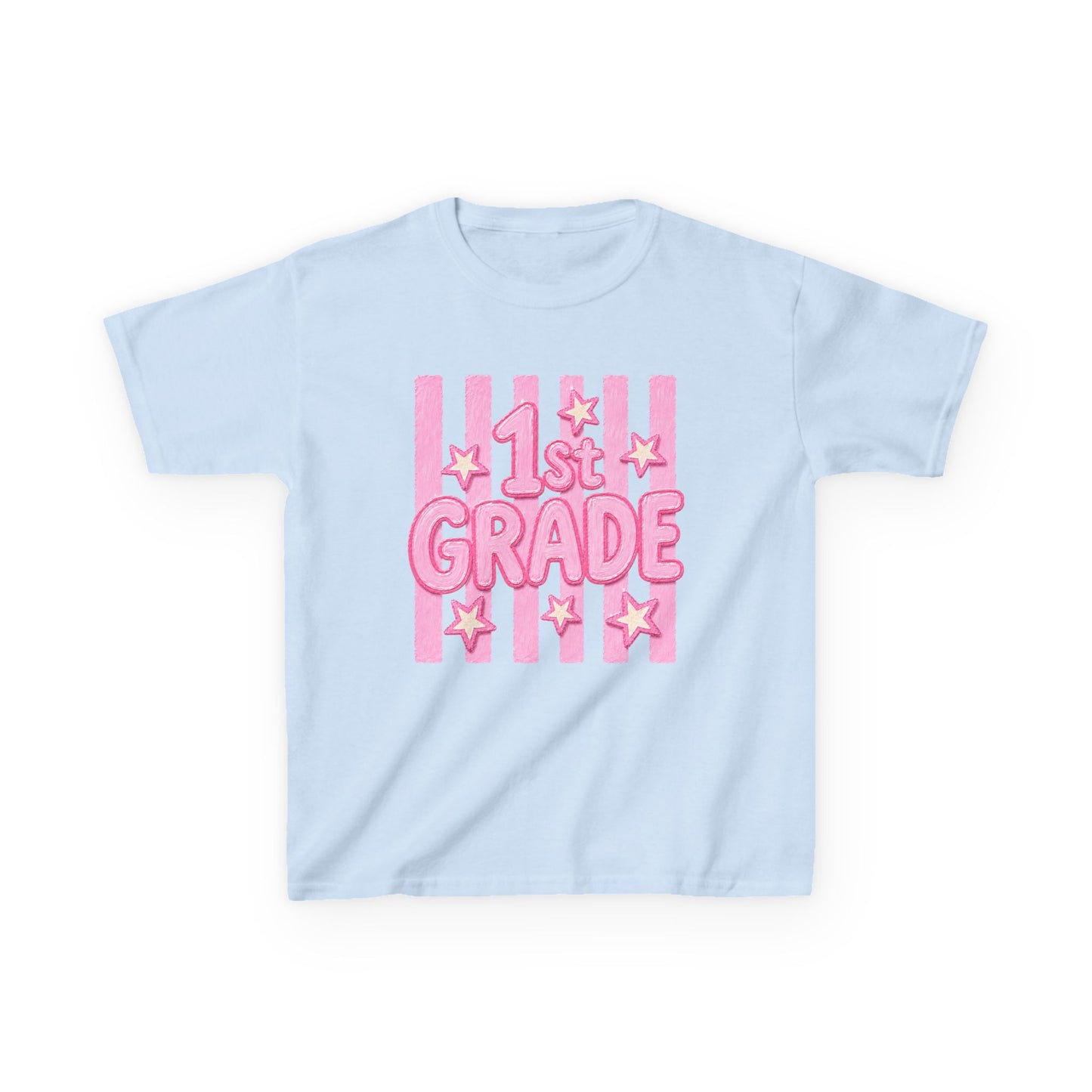 1st Grade Kids T‑Shirt - Cute Pink Stars Back-to-School Tee