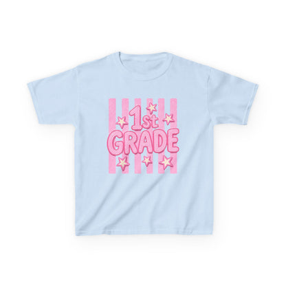 1st Grade Kids T‑Shirt - Cute Pink Stars Back-to-School Tee