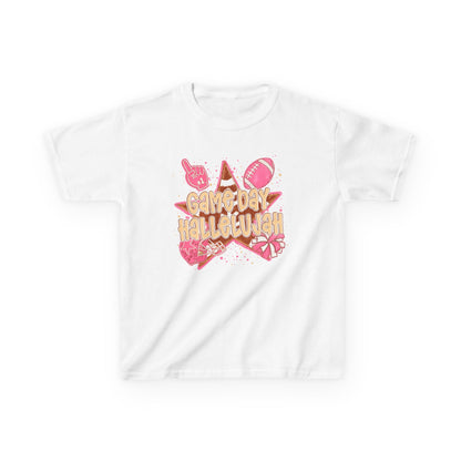 Kids Tee — "Game Day Hallelujah" Pink Football Cheer Shirt