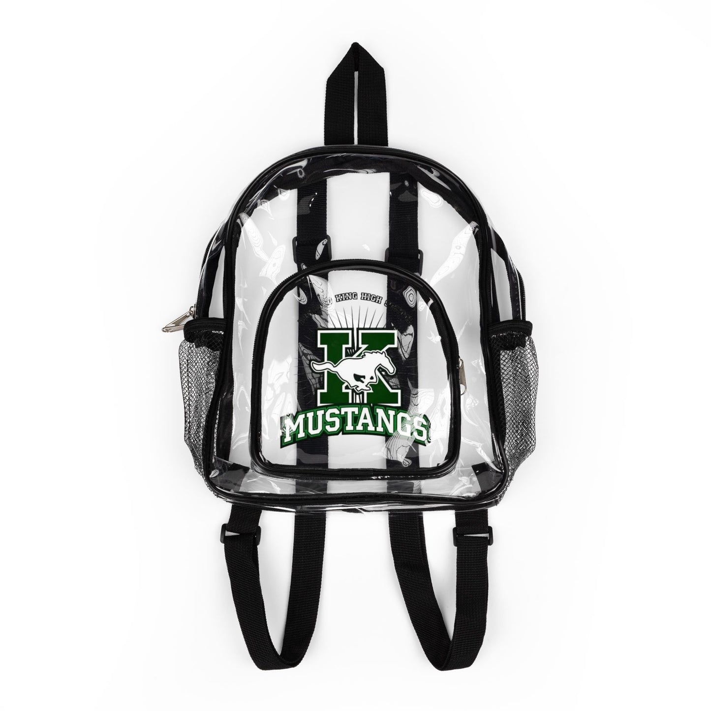 Clear Stadium Backpack with Custom Mustangs Logo – See-Through School/Team Bag