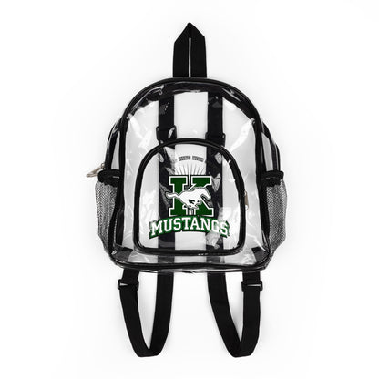 Clear Stadium Backpack with Custom Mustangs Logo – See-Through School/Team Bag