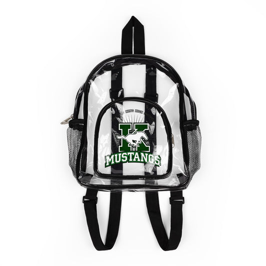 Clear Stadium Backpack with Custom Mustangs Logo – See-Through School/Team Bag