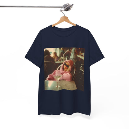Doll in Pink Coat Photo Tee | Vintage Bar Scene, Martini Glass