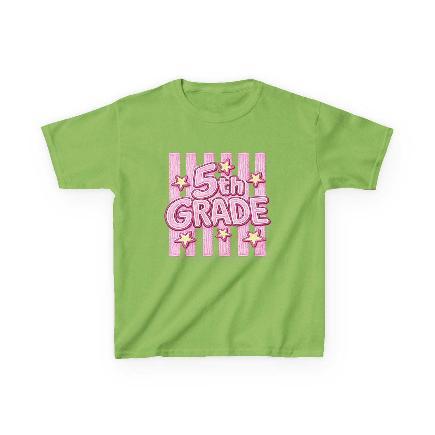 5th Grade Kids T-Shirt — Cute Pink Striped Back-to-School Tee