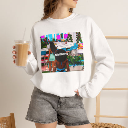 Give Me 10 Crewneck Sweatshirt — Retro Poolside Graphic Pullover