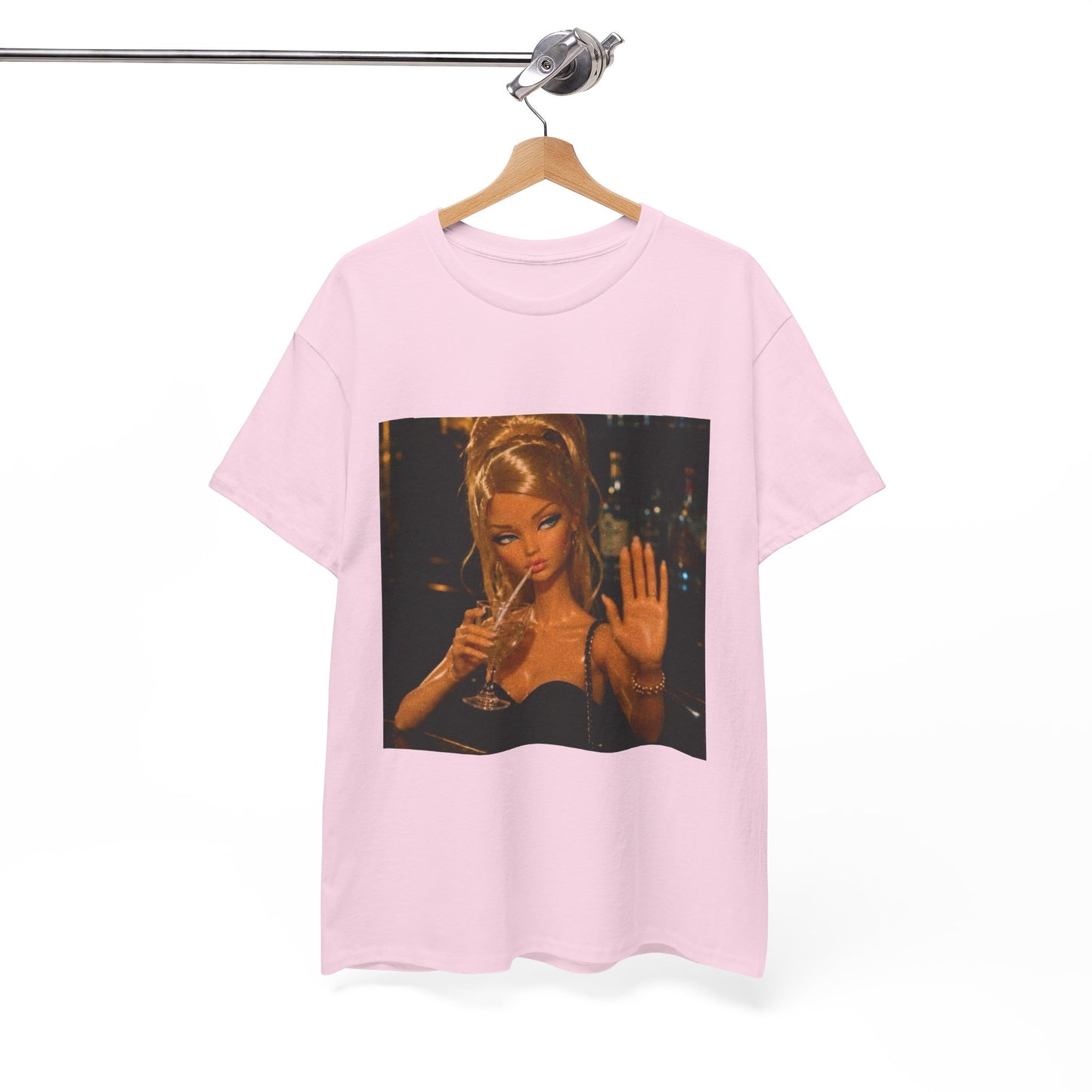 Doll Holding Drink Graphic Tee | Retro Bar Doll Illustration