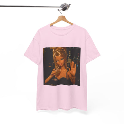 Doll Holding Drink Graphic Tee | Retro Bar Doll Illustration