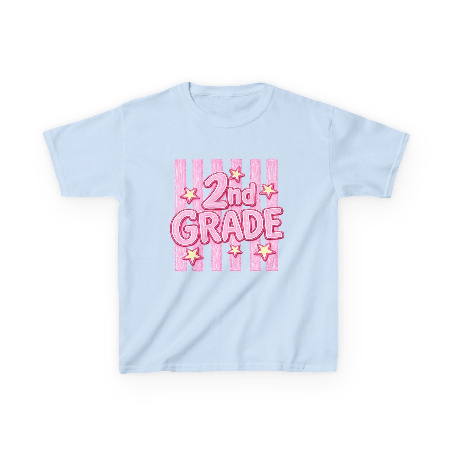 2nd Grade Kids T‑Shirt — Pink Star Stripes Back-to-School Tee