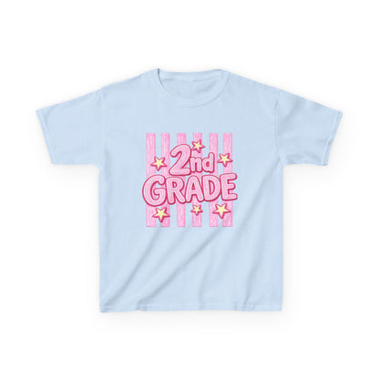 2nd Grade Kids T‑Shirt — Pink Star Stripes Back-to-School Tee
