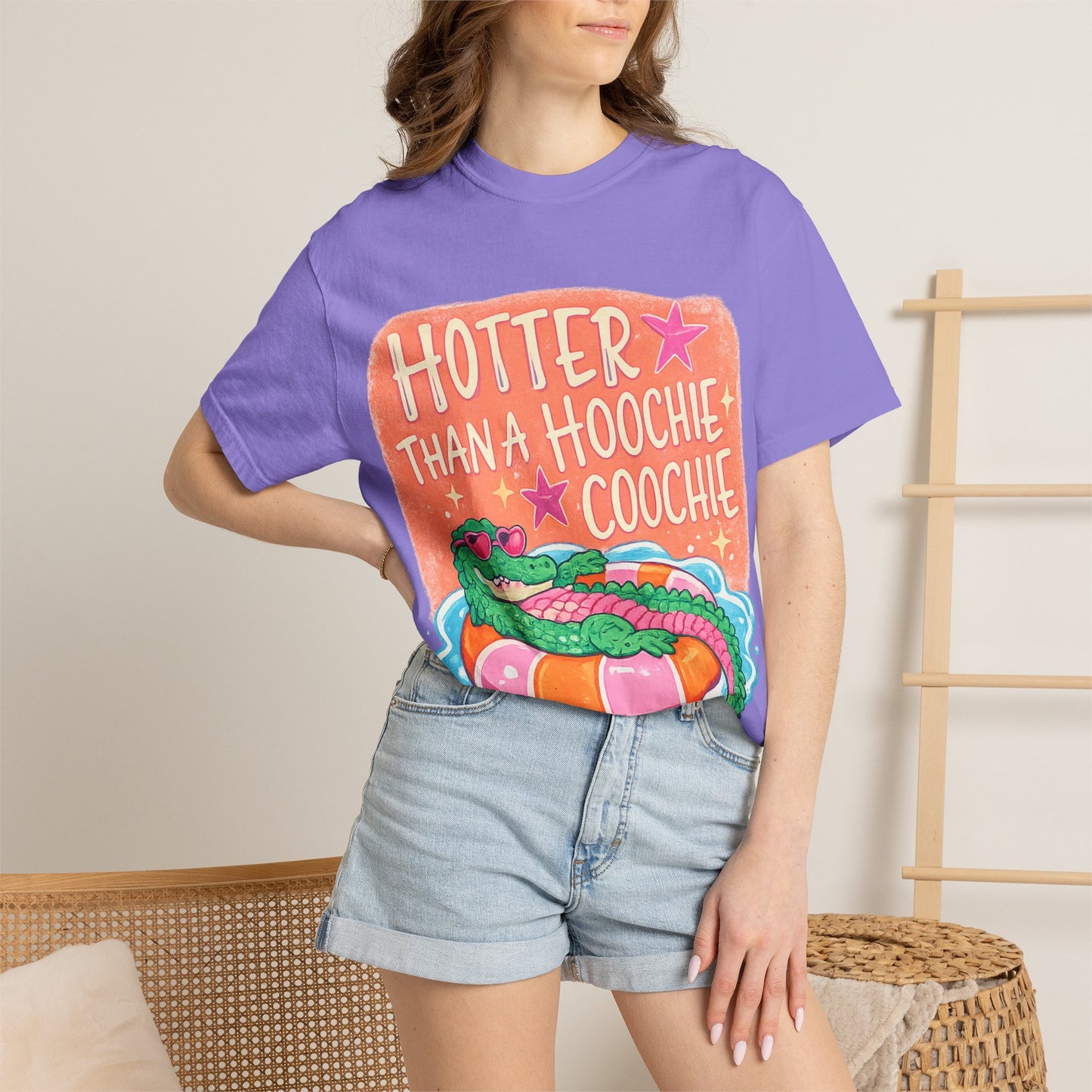 Hotter Than a Hoochie Coochie T-Shirt — Retro Alligator Pool Graphic