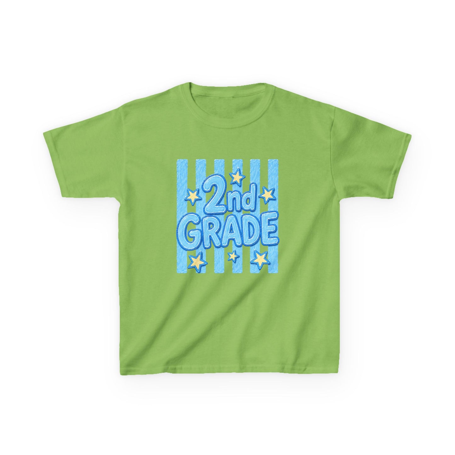 2nd Grade Kids T‑Shirt — Cute Blue Stripe "2nd Grade" Back to School Tee