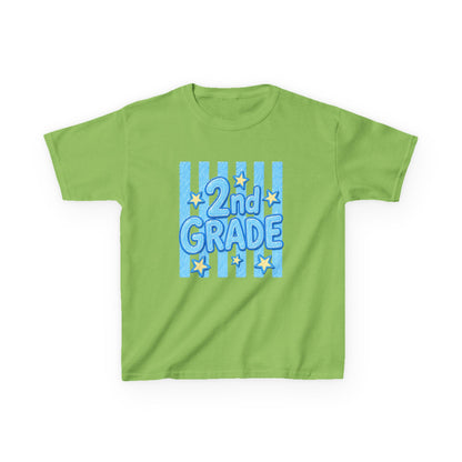 2nd Grade Kids T‑Shirt — Cute Blue Stripe "2nd Grade" Back to School Tee