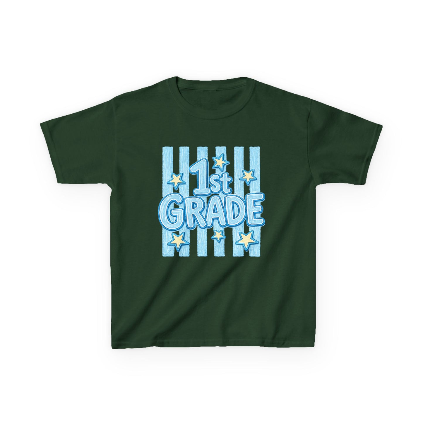 1st Grade Kids T-Shirt – Back to School Blue Stars Design