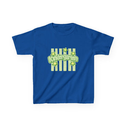 Kindergarten Stars Kids T‑Shirt — Cute Green Striped Back‑to‑School Tee
