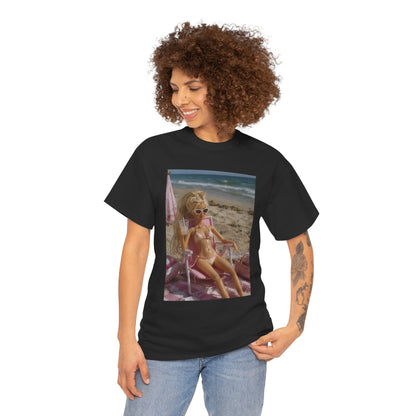 Vintage doll Beach Scene T-Shirt | Retro Doll Summer Print