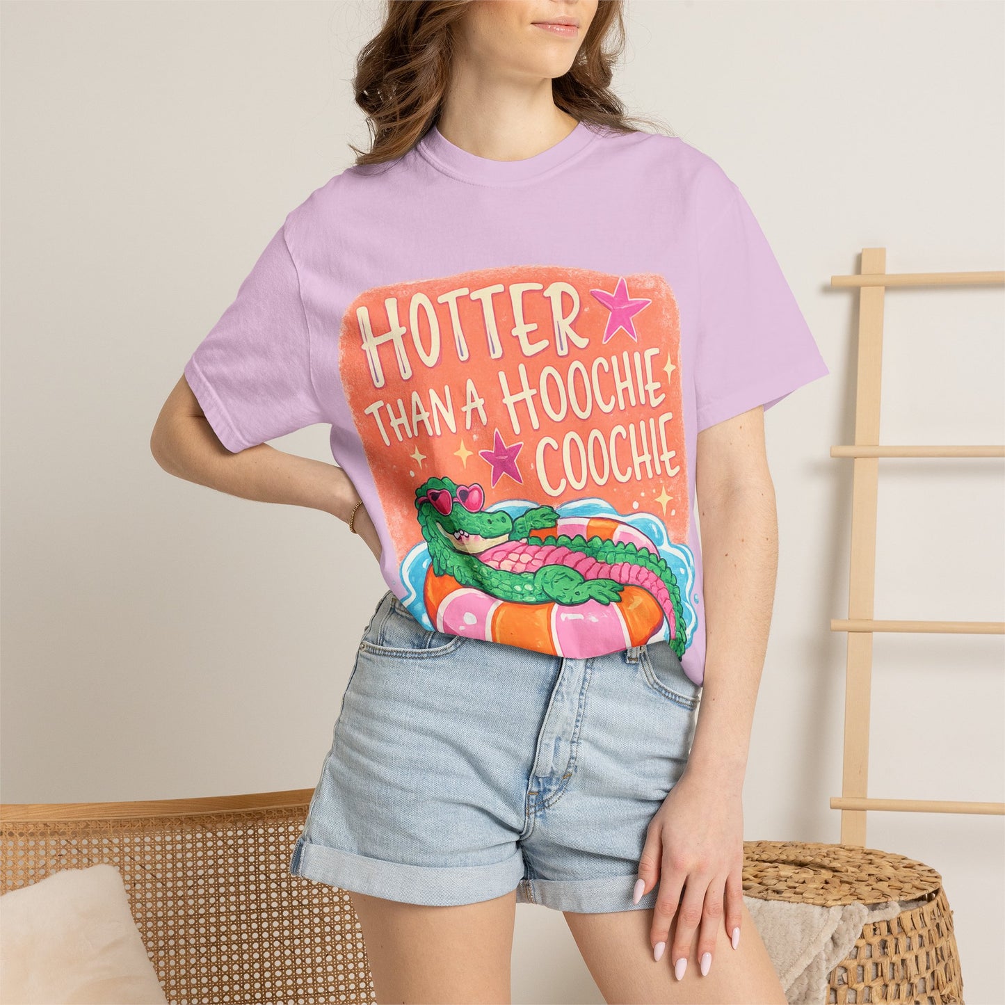 Hotter Than a Hoochie Coochie T-Shirt — Retro Alligator Pool Graphic