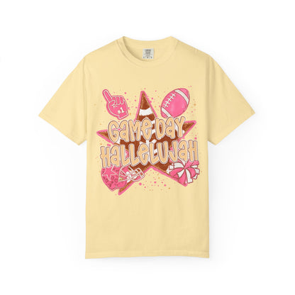 Game Day Hallelujah T-Shirt — Pink Football Cheer Graphic Tee