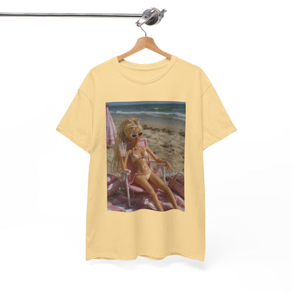 Vintage doll Beach Scene T-Shirt | Retro Doll Summer Print