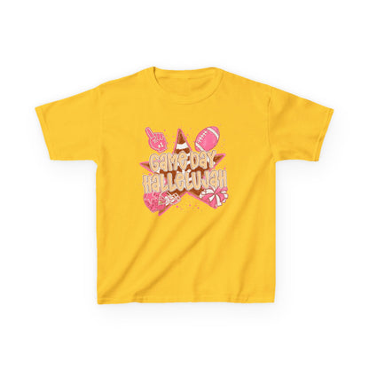 Kids Tee — "Game Day Hallelujah" Pink Football Cheer Shirt