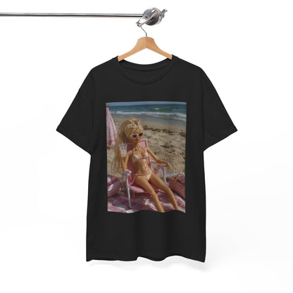 Vintage doll Beach Scene T-Shirt | Retro Doll Summer Print