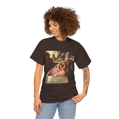 Doll in Pink Coat Photo Tee | Vintage Bar Scene, Martini Glass