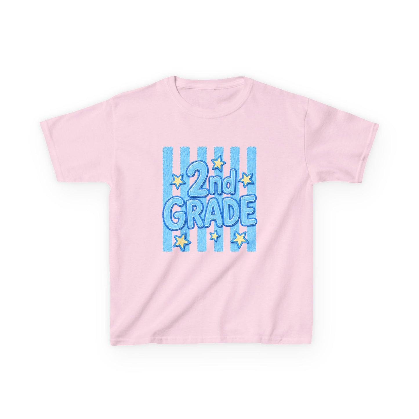 2nd Grade Kids T‑Shirt — Cute Blue Stripe "2nd Grade" Back to School Tee