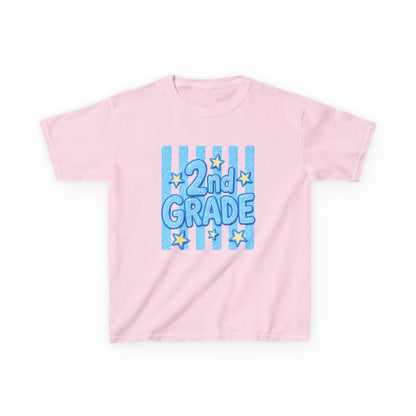 2nd Grade Kids T‑Shirt — Cute Blue Stripe "2nd Grade" Back to School Tee