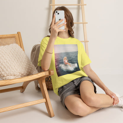 Blonde Doll on Cloud in Ocean T-Shirt | Surreal Vintage Photo Tee