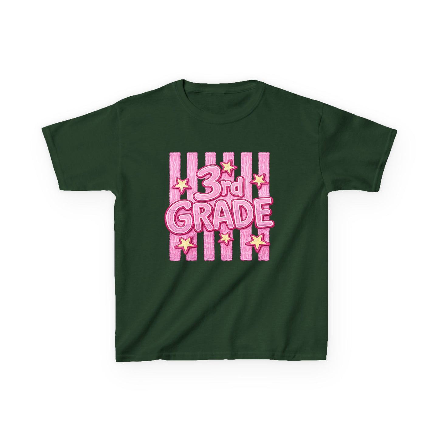 3rd Grade Kids T‑Shirt — Cute Pink Stars Back‑to‑School Tee