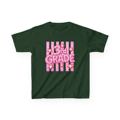 3rd Grade Kids T‑Shirt — Cute Pink Stars Back‑to‑School Tee