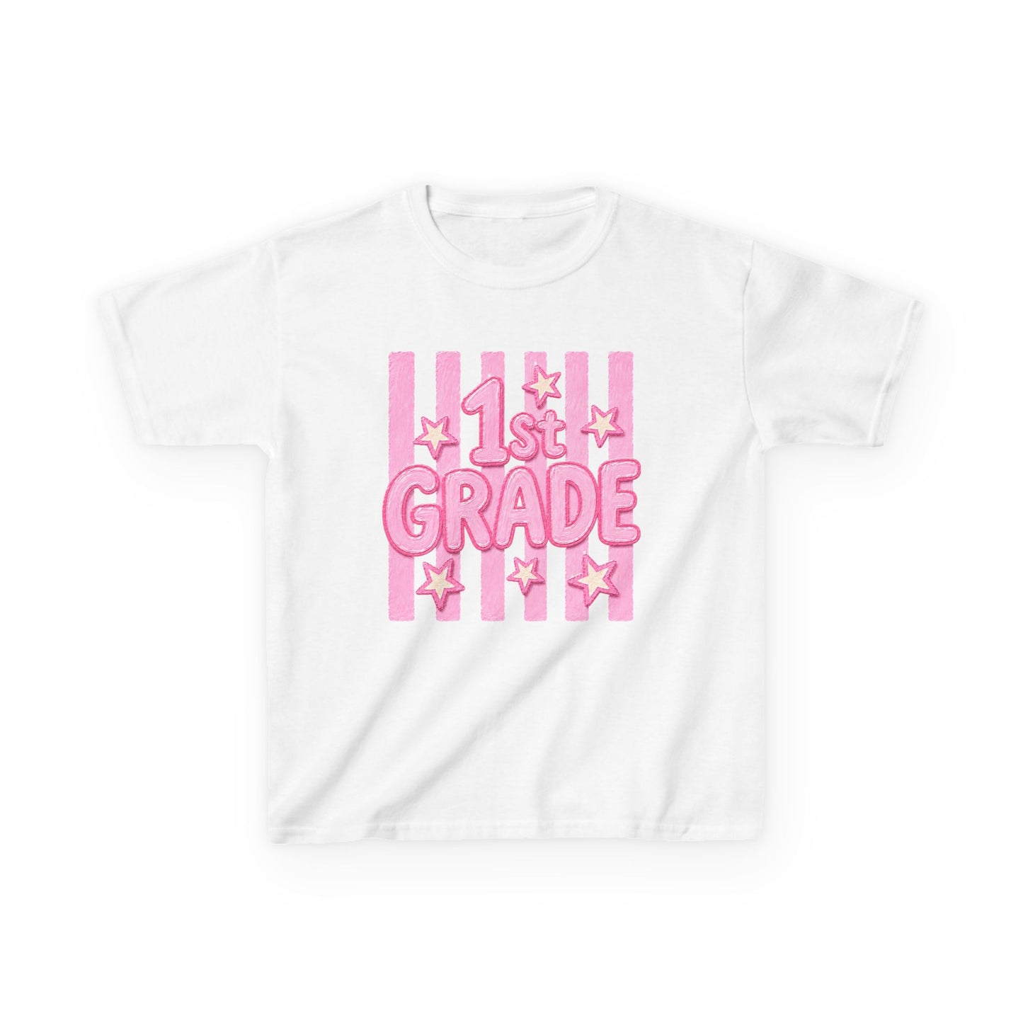 1st Grade Kids T‑Shirt - Cute Pink Stars Back-to-School Tee