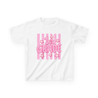 1st Grade Kids T‑Shirt - Cute Pink Stars Back-to-School Tee