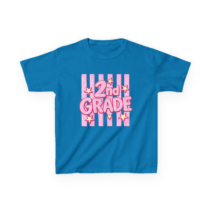2nd Grade Kids T‑Shirt — Pink Star Stripes Back-to-School Tee