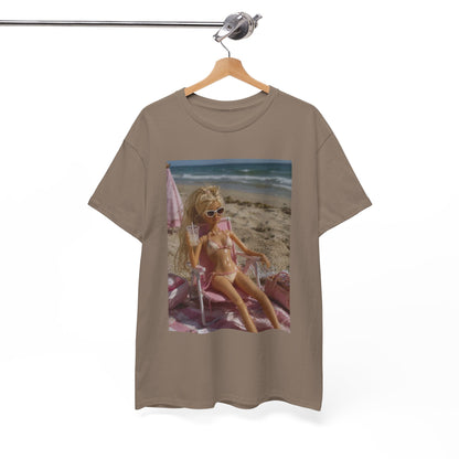 Vintage doll Beach Scene T-Shirt | Retro Doll Summer Print