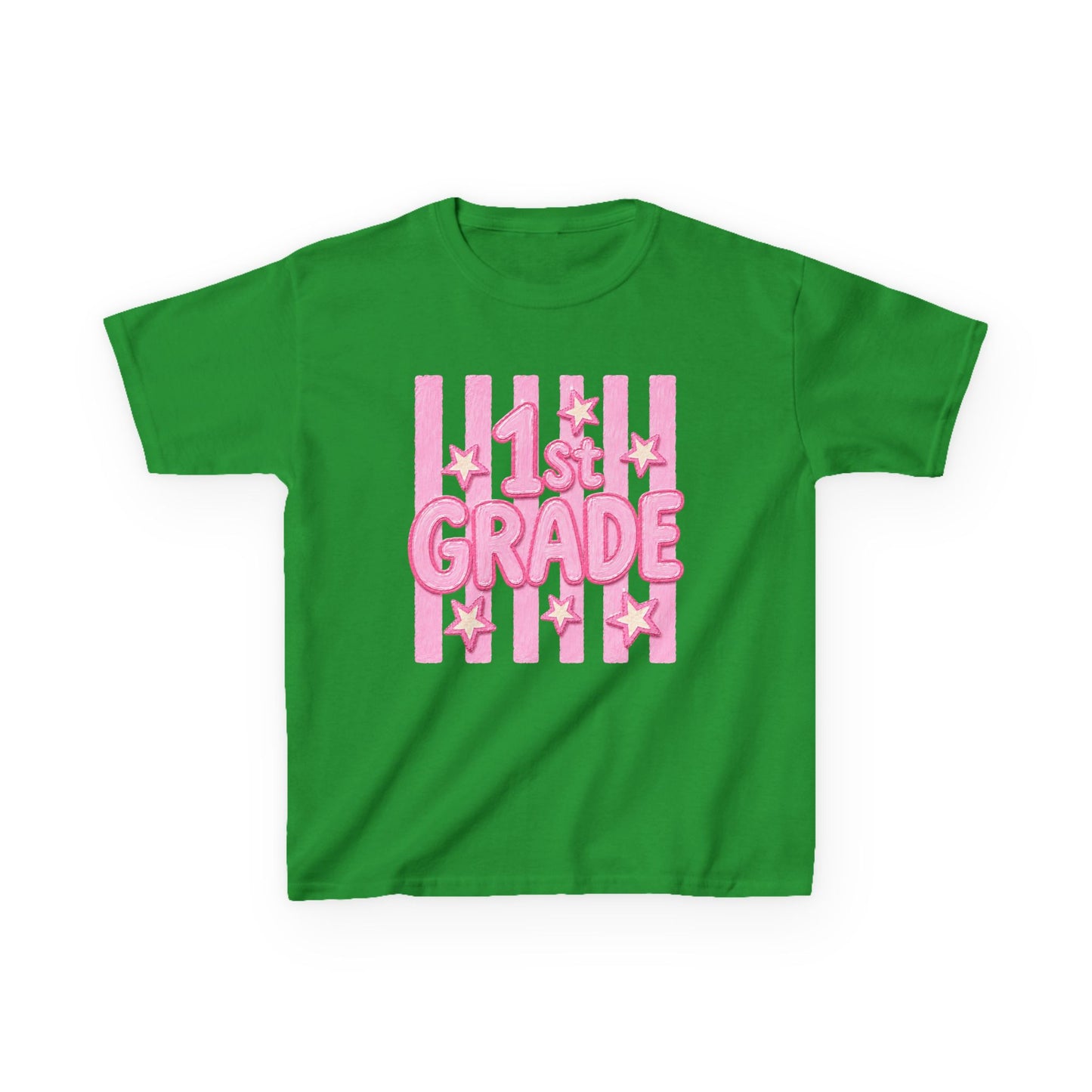 1st Grade Kids T‑Shirt - Cute Pink Stars Back-to-School Tee