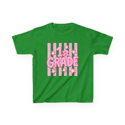 1st Grade Kids T‑Shirt - Cute Pink Stars Back-to-School Tee