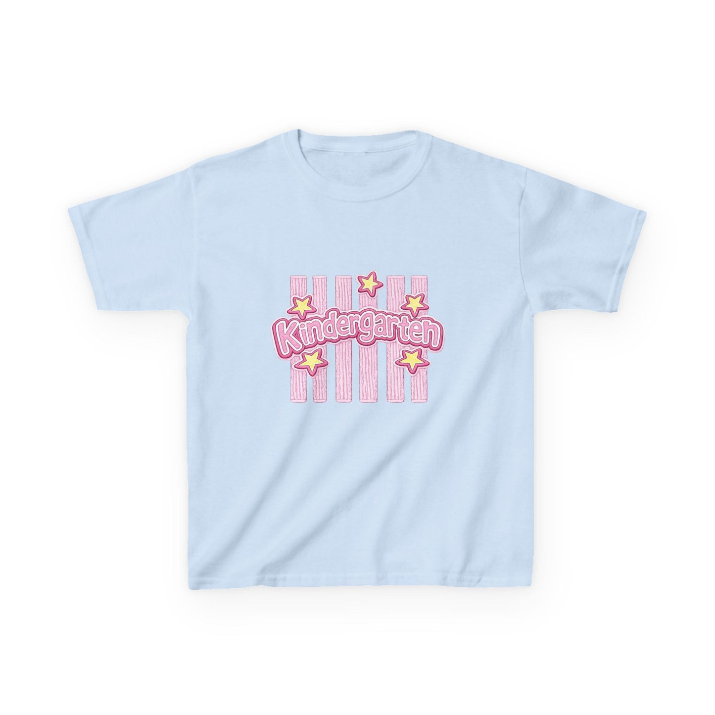 Kindergarten Kids Tee — Cute Pink Stars & Stripes Back-to-School Shirt