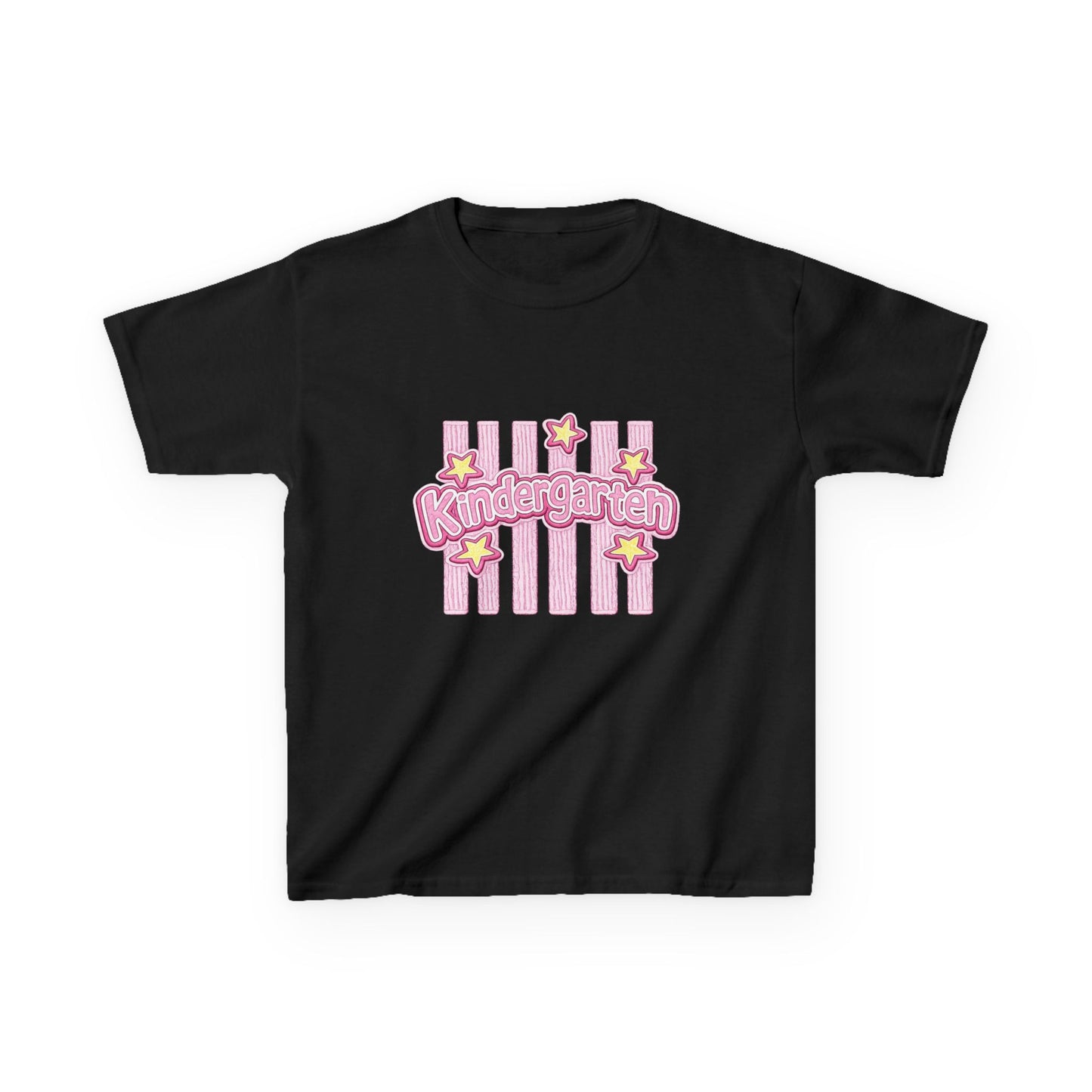 Kindergarten Kids Tee — Cute Pink Stars & Stripes Back-to-School Shirt