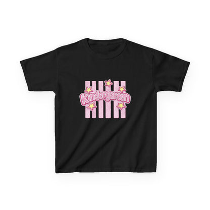 Kindergarten Kids Tee — Cute Pink Stars & Stripes Back-to-School Shirt
