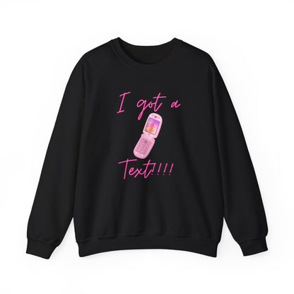 I Got a Text! Crewneck Sweatshirt — Retro Pink Flip Phone Graphic