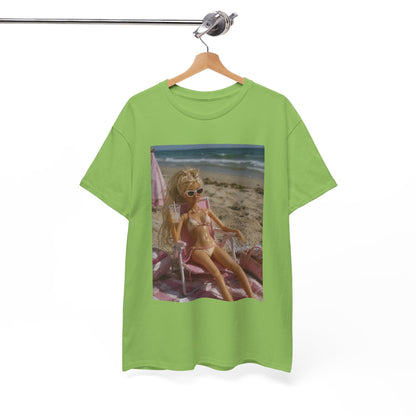 Vintage doll Beach Scene T-Shirt | Retro Doll Summer Print