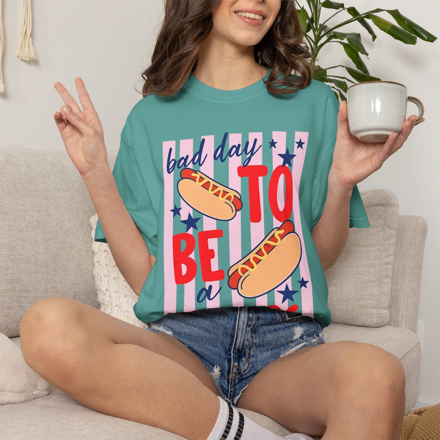 T-Shirt — "Bad Day to Be a Hot Dog" Retro Hotdog Graphic Tee
