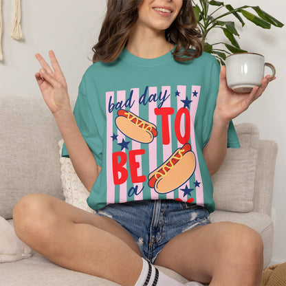 T-Shirt — "Bad Day to Be a Hot Dog" Retro Hotdog Graphic Tee