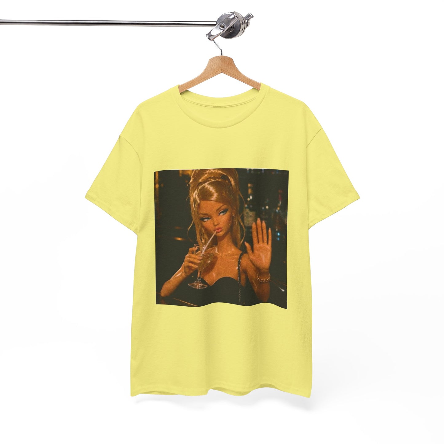 Doll Holding Drink Graphic Tee | Retro Bar Doll Illustration