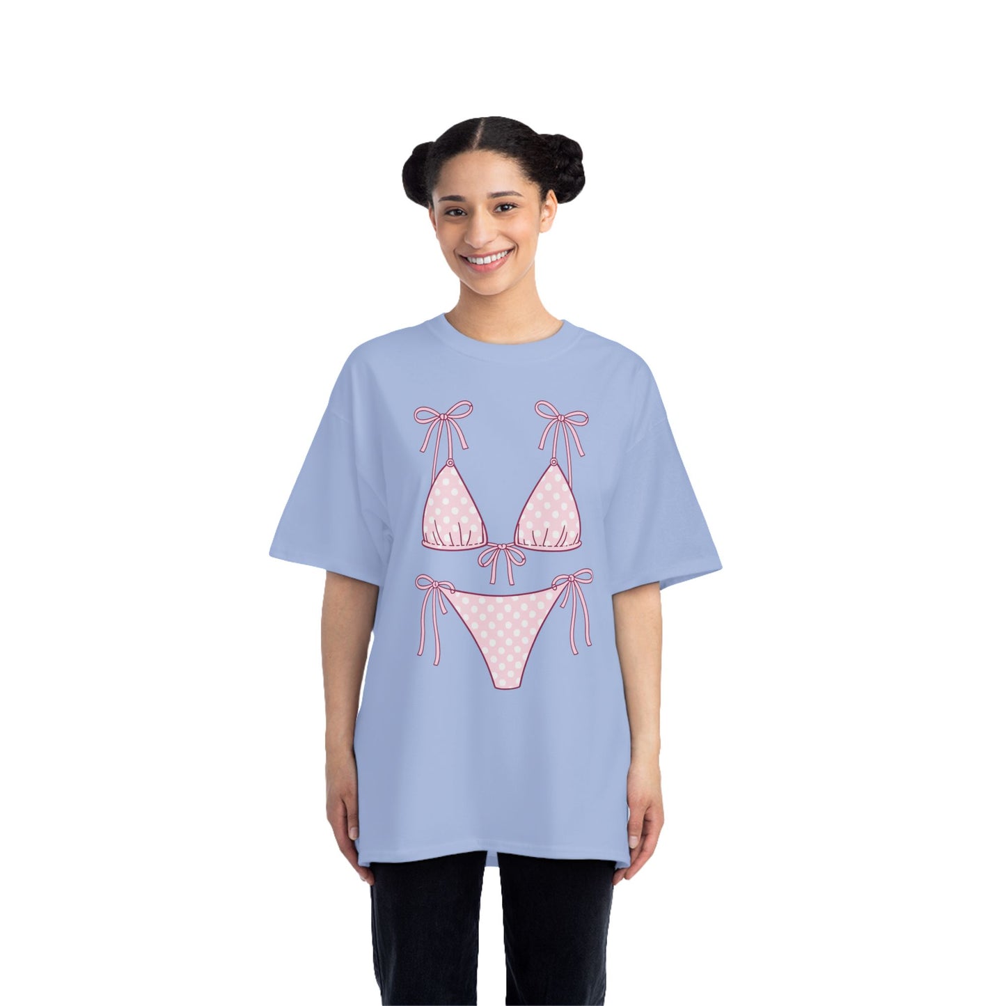 Bikini Graphic T-Shirt — Playful Pink Bikini Illustration Tee