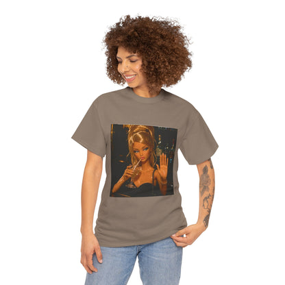 Doll Holding Drink Graphic Tee | Retro Bar Doll Illustration