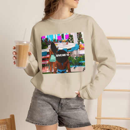 Give Me 10 Crewneck Sweatshirt — Retro Poolside Graphic Pullover